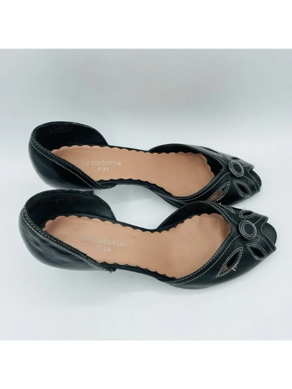 Liz Claiborne Shoes Women Size 9 M Black Leather Giselle Heels Slip On D'Orsay